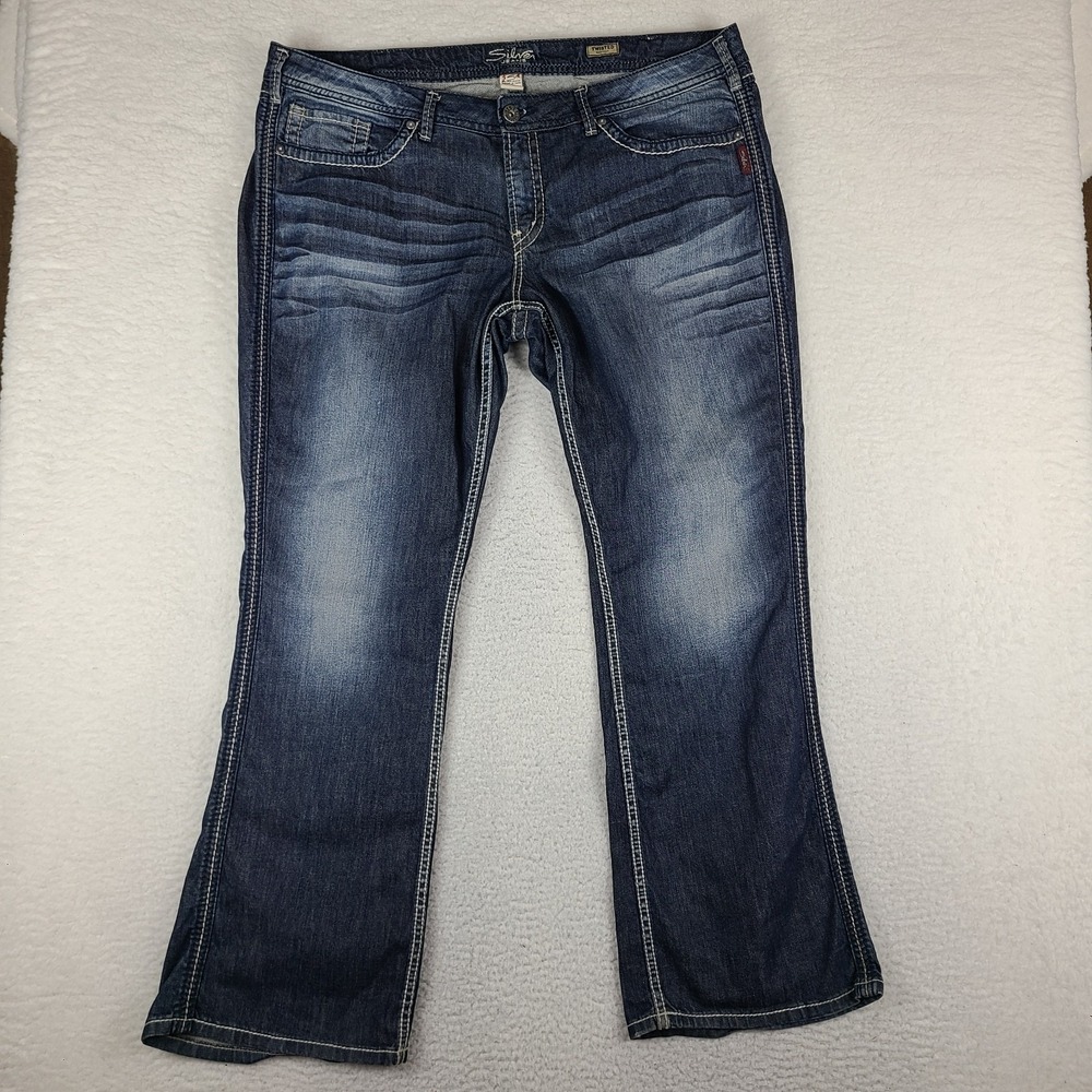 Silver Jeans Womens 22x32 Blue Twisted Boot Cut Dark Wash‎ Denim *